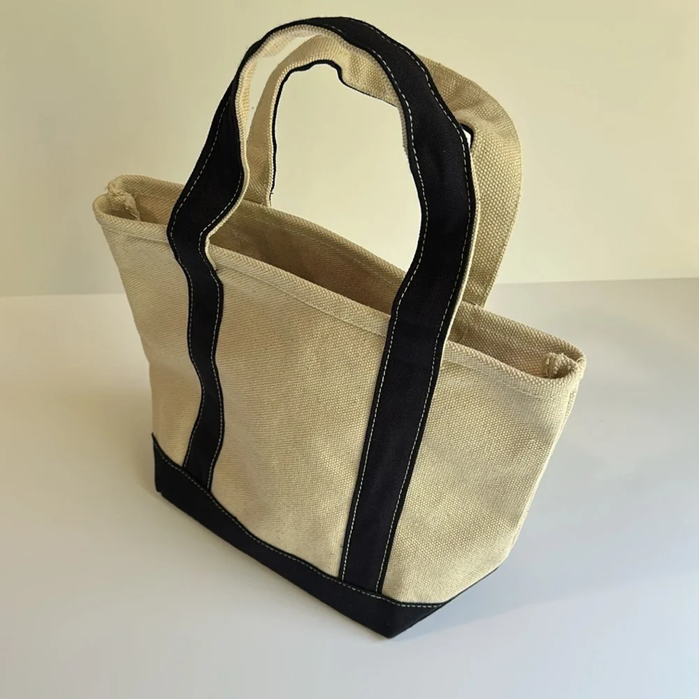Stylish Black and Cream Tote Bag EUC